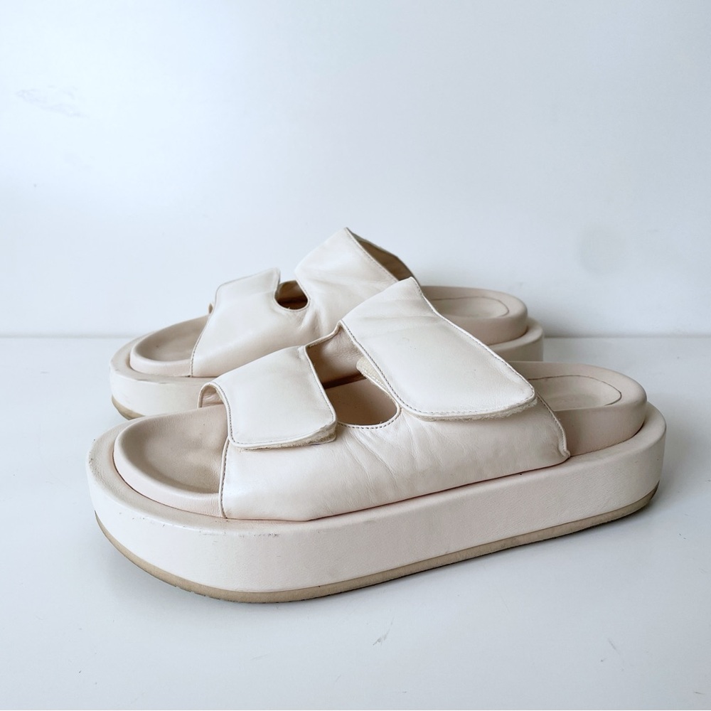 Paloma Barceló Olaya Leather Platform Sandals Ivory Cream Size 41
